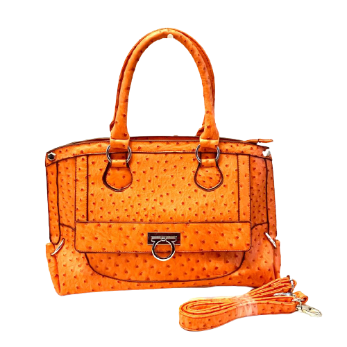 Ostrich Print Handbag – Orange - Your Perfect Gifts