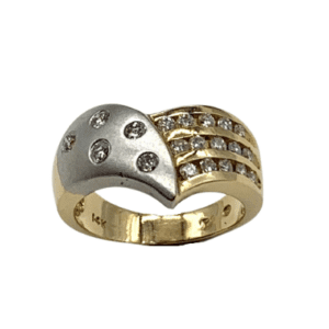 14K Yellow Gold Chevron Diamond Ring