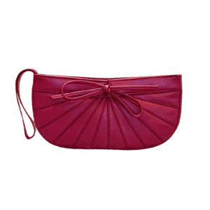 Leather Wristlet with Bow – Berry