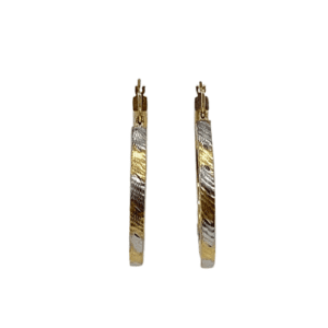 14K Yellow Gold Florentine Two-Tone Hoops