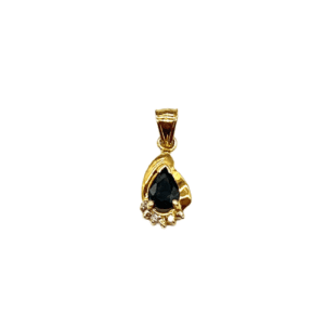 14K Yellow Gold Sapphire Pendant with Diamonds