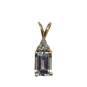 14K Yellow Gold Aquamarine Pendant with Diamond
