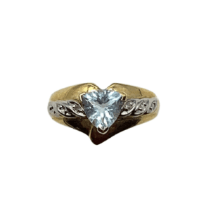 14K Yellow Gold Aquamarine Ring with Diamonds