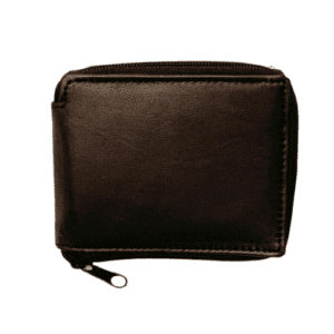 Men’s Leather Zip Around Bifold Wallet – Black