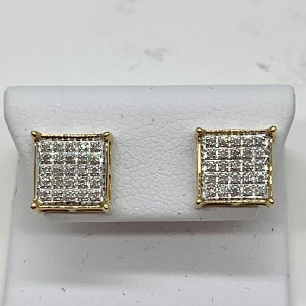 14K Yellow Gold Invisible Diamond Earrings