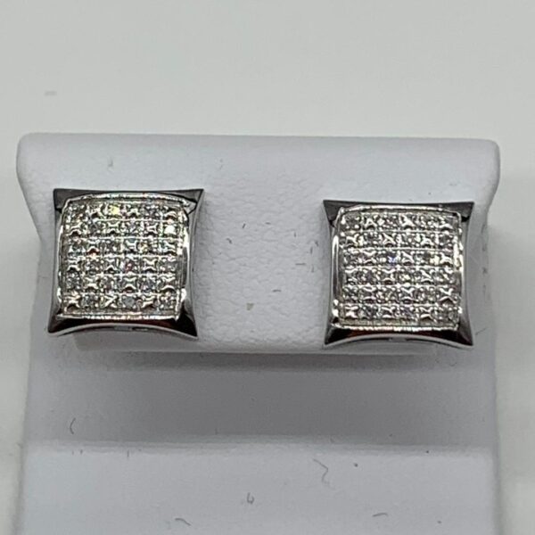 14K White Gold Domed Diamond Post