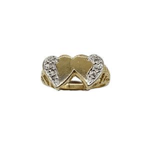 14K Yellow Gold Diamond Heart Ring